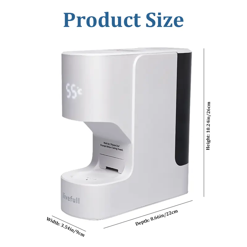 Luxury Home Spa Hot Towel Warmer Machine, 5-Second Instant Heating, 55°C Smart Auto Dispensing System, Includes 20 Compressed Towels