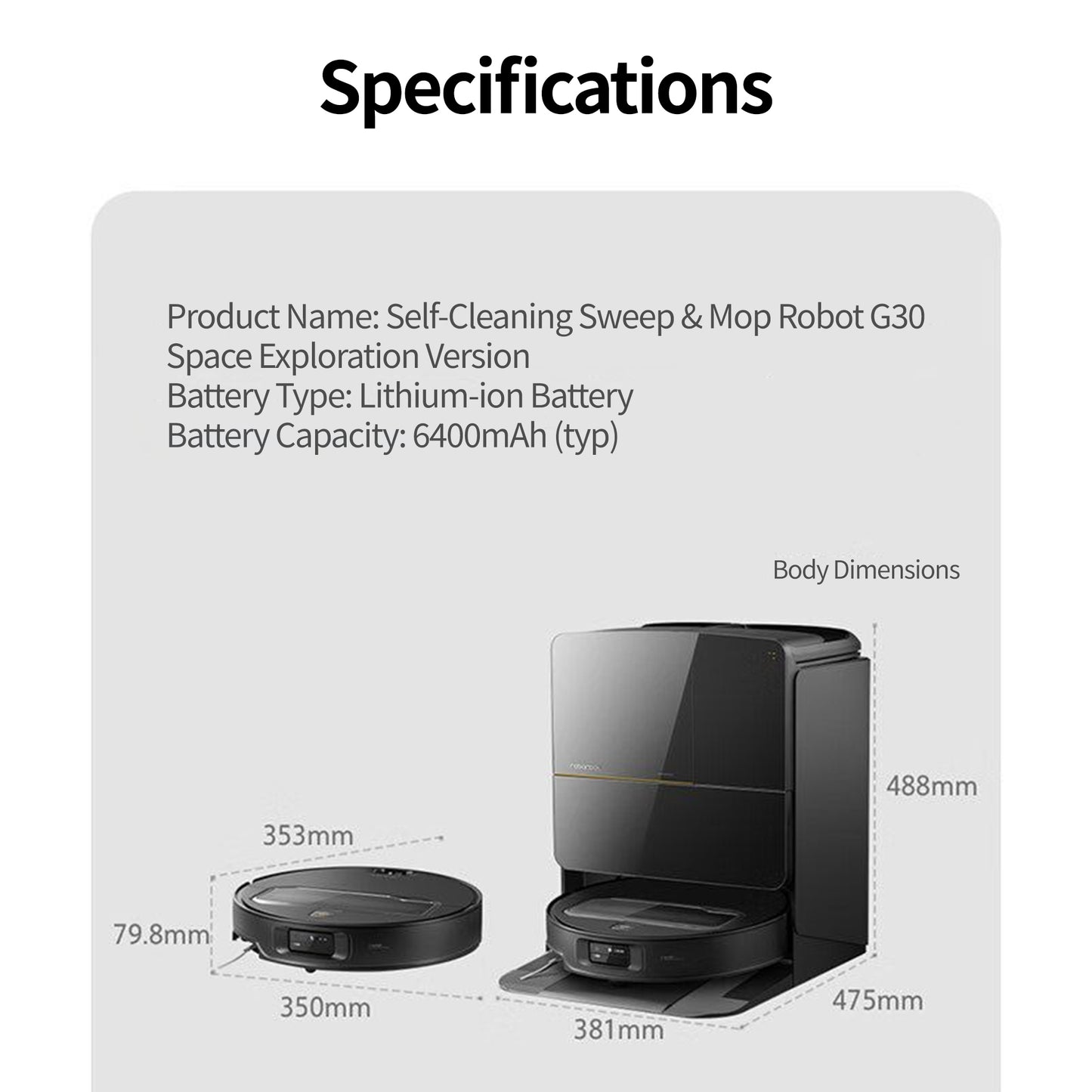 G30 Space Self-Cleaning Robot Vacuum and Mop