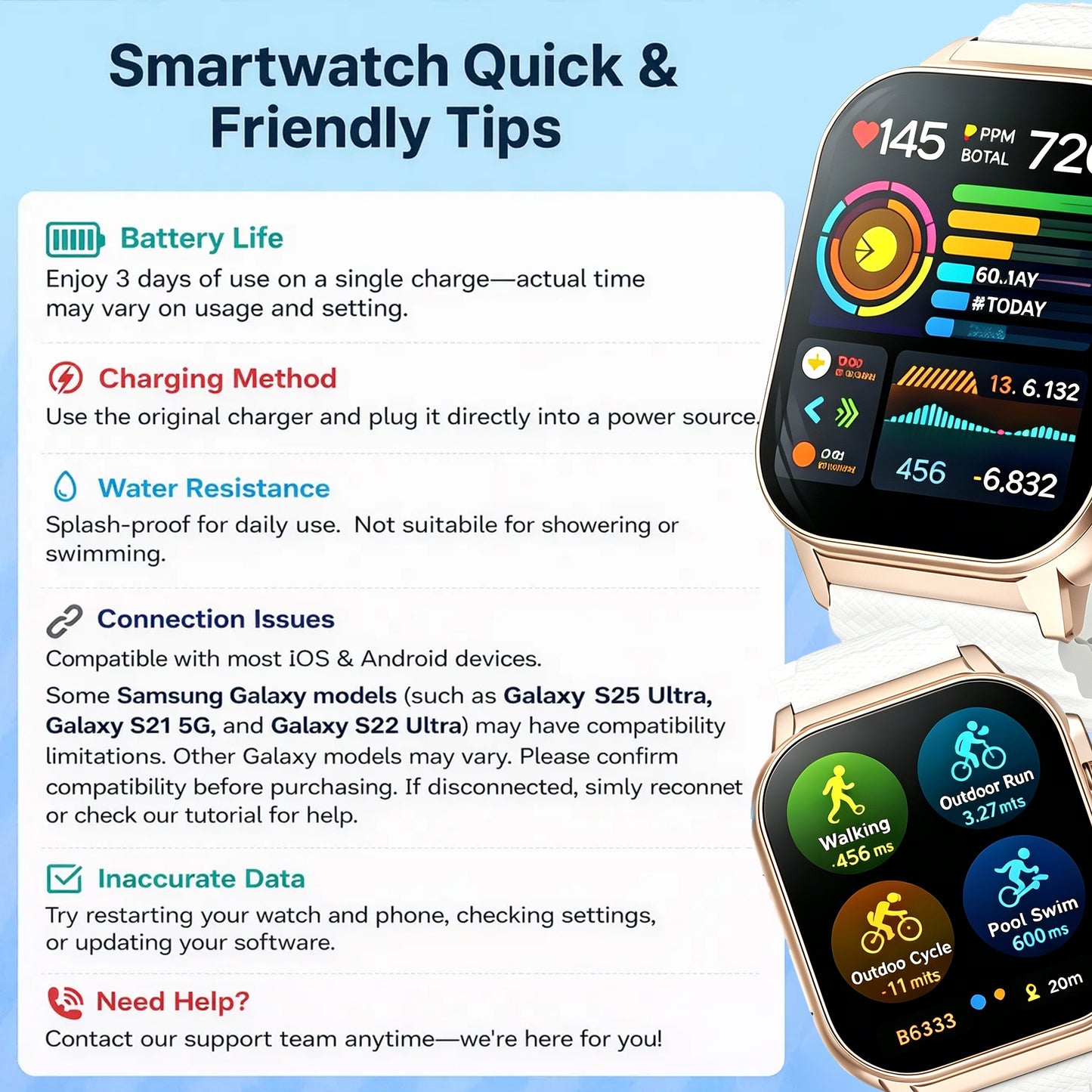 New Smartwatch with Dual Straps – 2.02” HD Display, Bluetooth Calling, Outdoor Fitness & Health