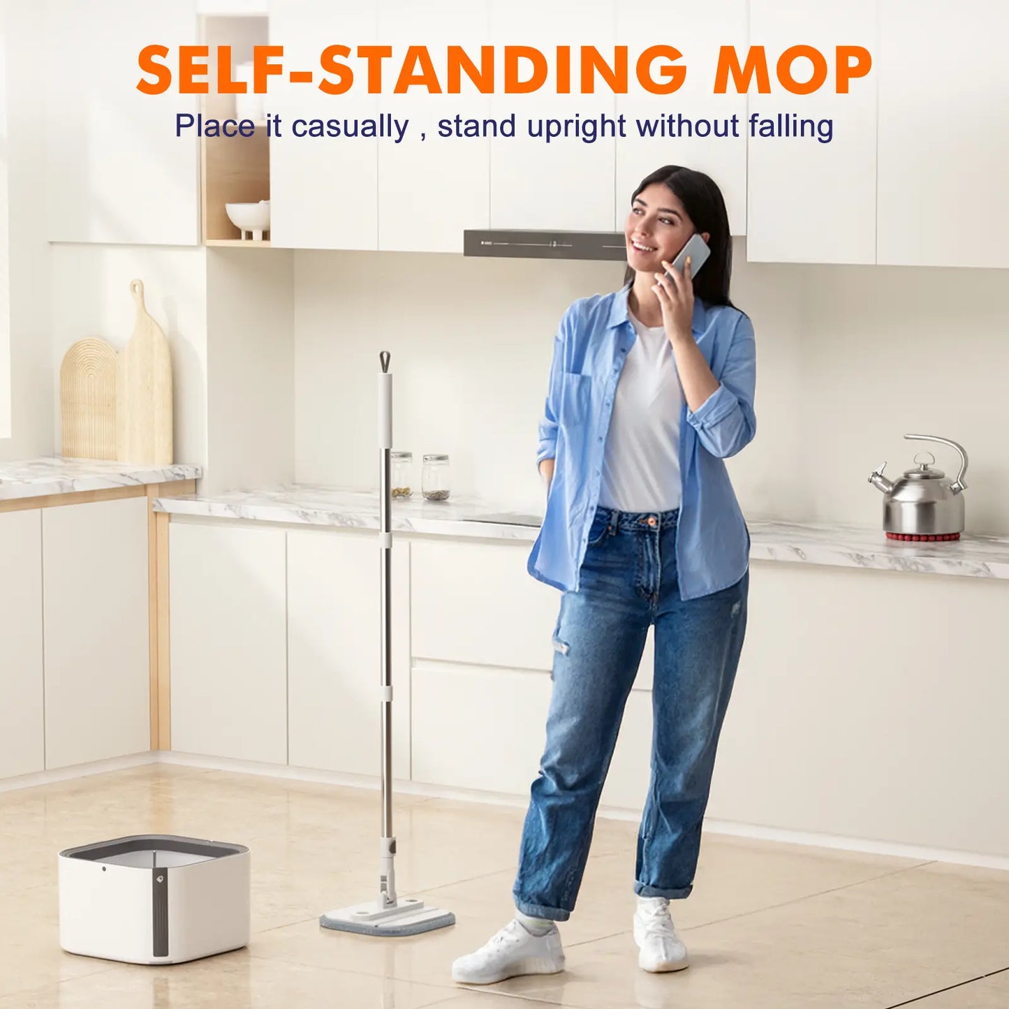 Self-Standing Spin Mop & Bucket Set