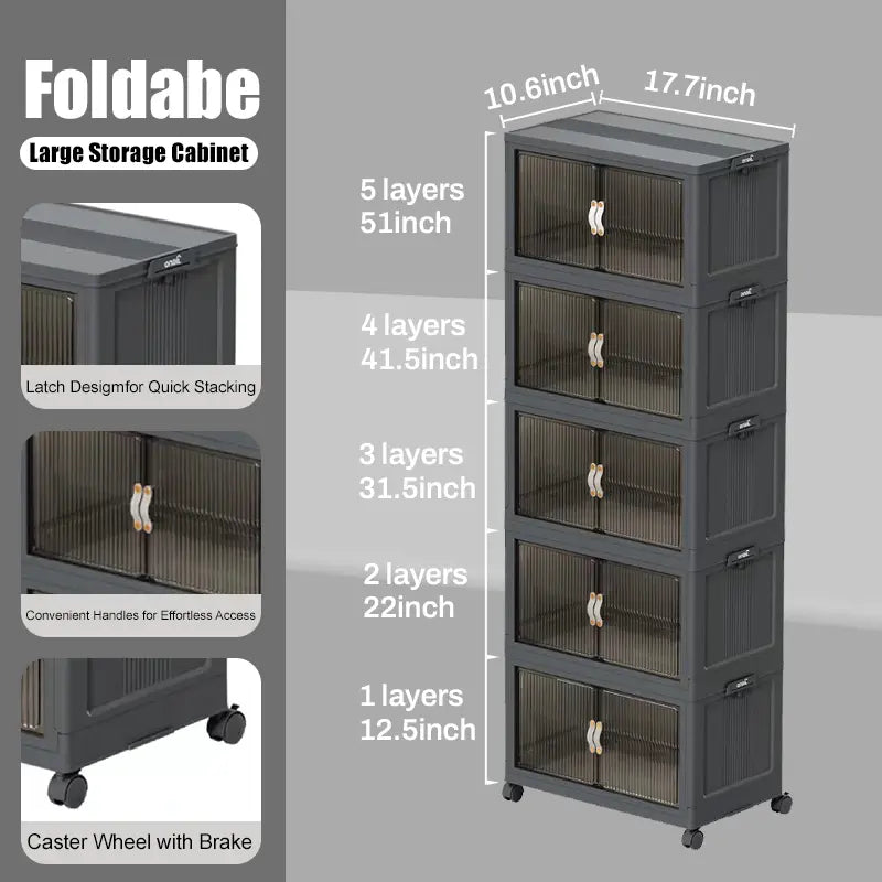 ONAIL Large Foldable Storage Containers with Lid, Magnetic Doors & Swivel Casters