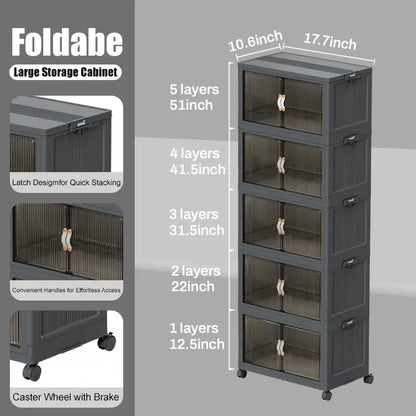 ONAIL Large Foldable Storage Containers with Lid, Magnetic Doors & Swivel Casters