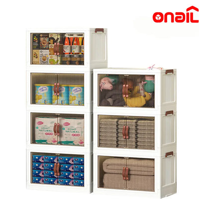 ONAIL Large Foldable Storage Containers with Lid, Magnetic Doors & Swivel Casters