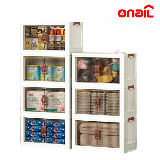 ONAIL Large Foldable Storage Containers with Lid, Magnetic Doors & Swivel Casters