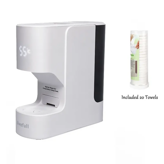 Luxury Home Spa Hot Towel Warmer Machine, 5-Second Instant Heating, 55°C Smart Auto Dispensing System, Includes 20 Compressed Towels