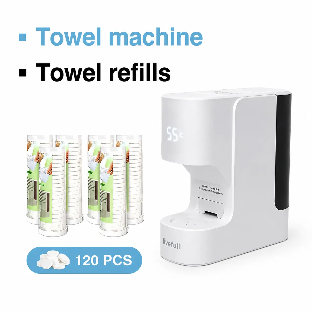 Luxury Home Spa Hot Towel Warmer Machine, 5-Second Instant Heating, 55°C Smart Auto Dispensing System, Includes 20 Compressed Towels
