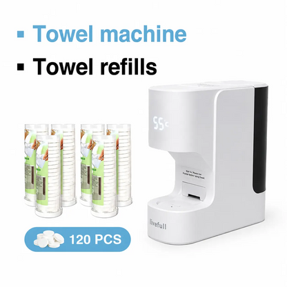 Luxury Home Spa Hot Towel Warmer Machine, 5-Second Instant Heating, 55°C Smart Auto Dispensing System, Includes 20 Compressed Towels