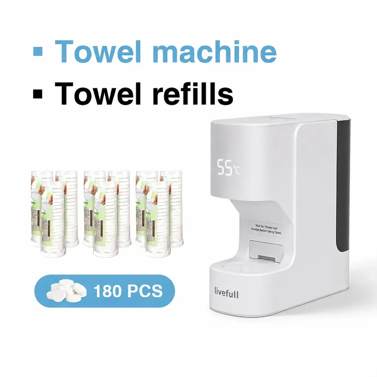 Luxury Home Spa Hot Towel Warmer Machine, 5-Second Instant Heating, 55°C Smart Auto Dispensing System, Includes 20 Compressed Towels