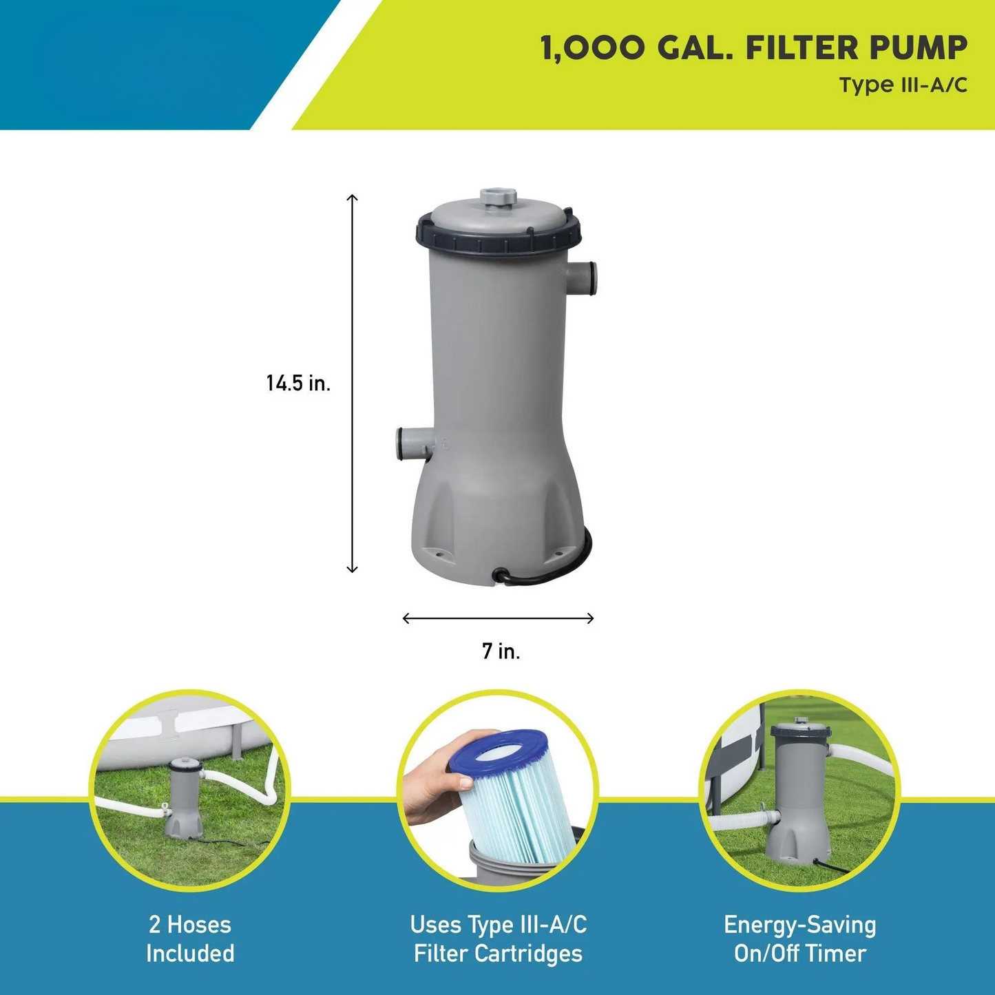 Above Ground Swimming Pool Filter Pump (Equipped with a 10-Hour Timer)