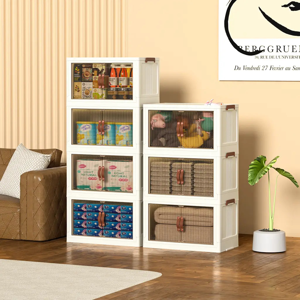ONAIL Large Foldable Storage Containers with Lid, Magnetic Doors & Swivel Casters