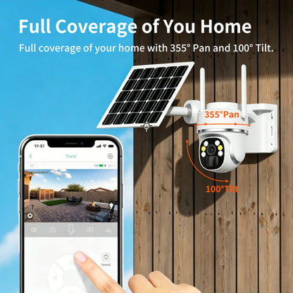 Low-power 4G solar-powered surveillance camera with ultra-high definition and waterproof night vision.