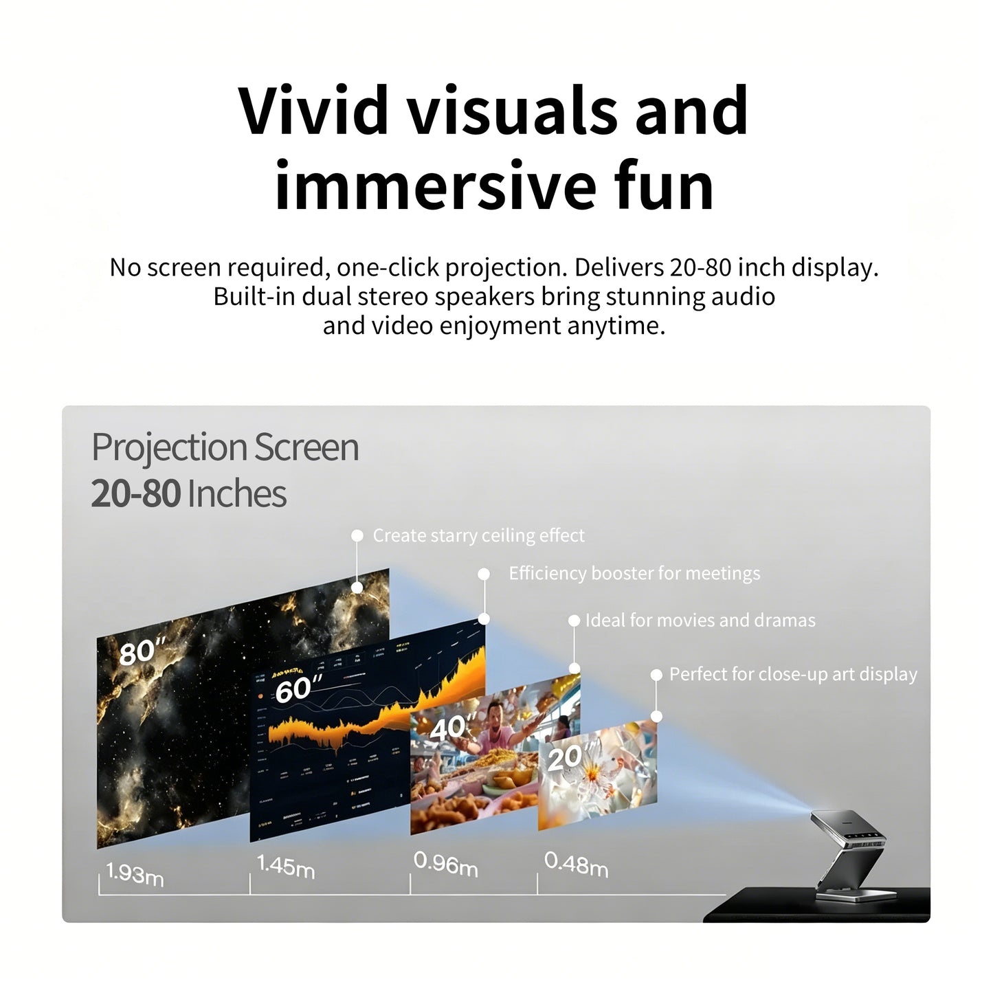TriFold Mini Projector – Foldable Portable Projector with Built-in Battery & Magnetic Stand