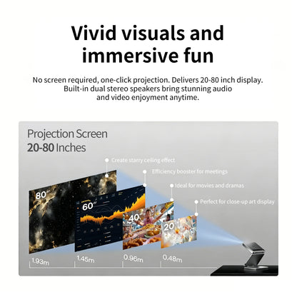 TriFold Mini Projector – Foldable Portable Projector with Built-in Battery & Magnetic Stand