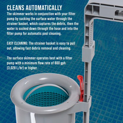 Ground Pool Surface Skimmer – Automatic Wall-Mount Cleaner for Inflatable & Frame Pools