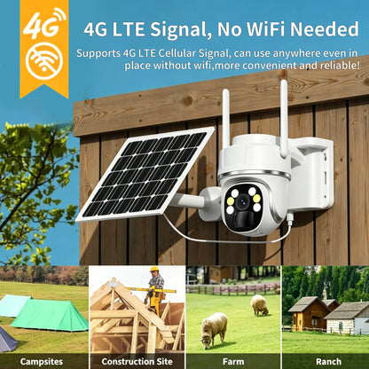 Low-power 4G solar-powered surveillance camera with ultra-high definition and waterproof night vision.