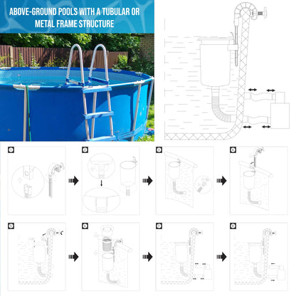 Ground Pool Surface Skimmer – Automatic Wall-Mount Cleaner for Inflatable & Frame Pools