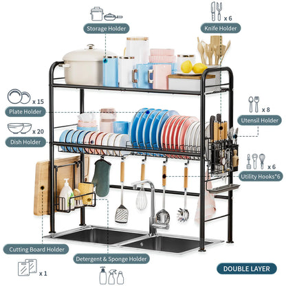 2-Tier Over-the-Sink Dish Drying Rack