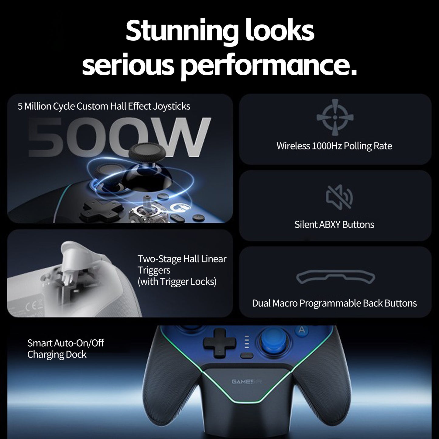Wireless Gaming Controller + Charging Dock(Compatible with Xbox, PS, PC, iOS & Android.)