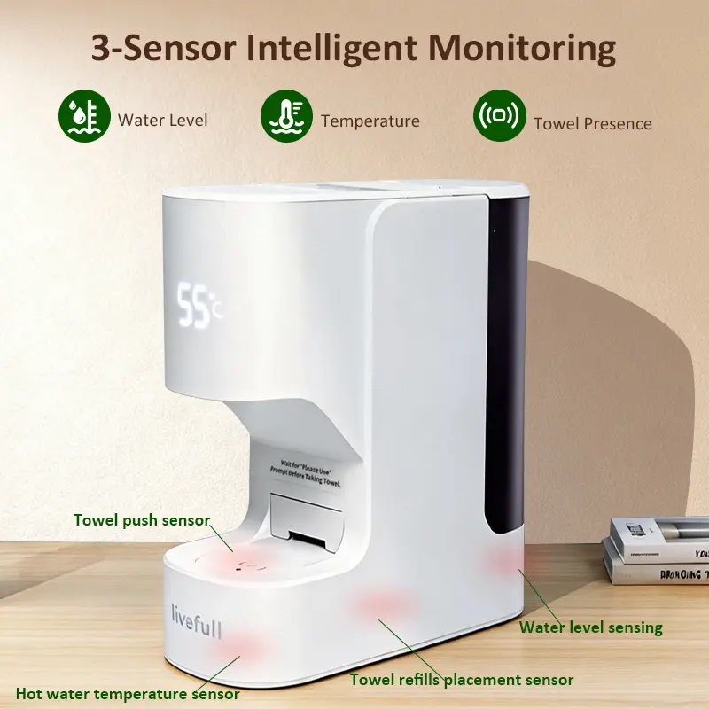 Luxury Home Spa Hot Towel Warmer Machine, 5-Second Instant Heating, 55°C Smart Auto Dispensing System, Includes 20 Compressed Towels