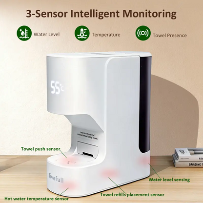Luxury Home Spa Hot Towel Warmer Machine, 5-Second Instant Heating, 55°C Smart Auto Dispensing System, Includes 20 Compressed Towels