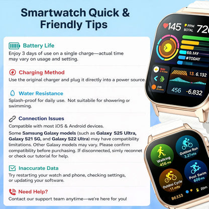 New Smartwatch with Dual Straps – 2.02” HD Display, Bluetooth Calling, Outdoor Fitness & Health