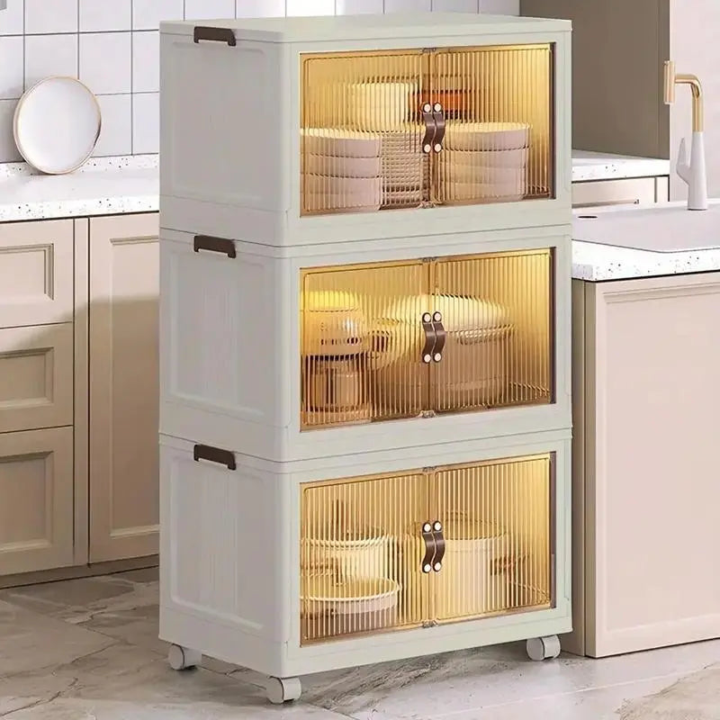 ONAIL Large Foldable Storage Containers with Lid, Magnetic Doors & Swivel Casters