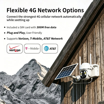Low-power 4G solar-powered surveillance camera with ultra-high definition and waterproof night vision.