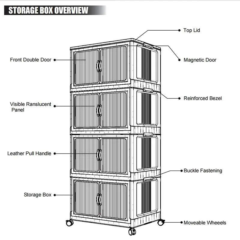 ONAIL Large Foldable Storage Containers with Lid, Magnetic Doors & Swivel Casters