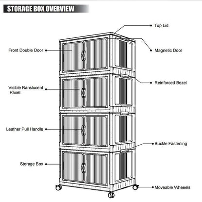 ONAIL Large Foldable Storage Containers with Lid, Magnetic Doors & Swivel Casters