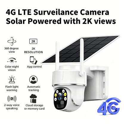 Low-power 4G solar-powered surveillance camera with ultra-high definition and waterproof night vision.