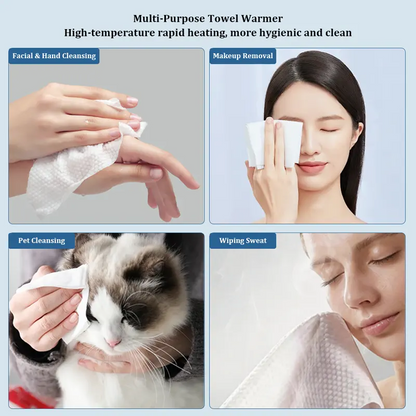 Luxury Home Spa Hot Towel Warmer Machine, 5-Second Instant Heating, 55°C Smart Auto Dispensing System, Includes 20 Compressed Towels