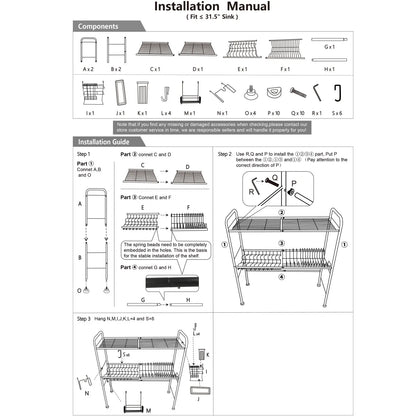 2-Tier Over-the-Sink Dish Drying Rack
