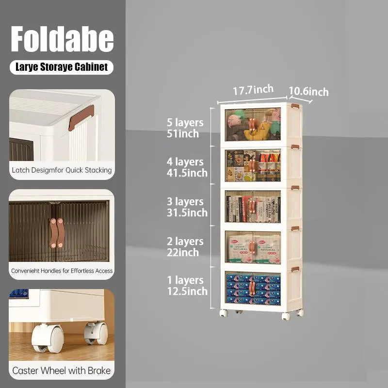 ONAIL Large Foldable Storage Containers with Lid, Magnetic Doors & Swivel Casters