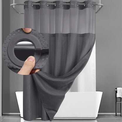 Hook-Free Shower Curtain with Snap-In Liner(Add Just $5 to Get an Adjustable Non-Slip Shower Rod)
