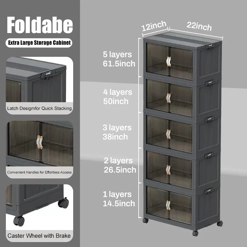 ONAIL Large Foldable Storage Containers with Lid, Magnetic Doors & Swivel Casters
