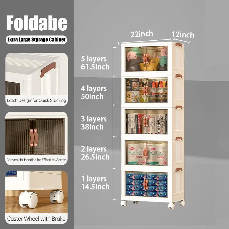 ONAIL Large Foldable Storage Containers with Lid, Magnetic Doors & Swivel Casters