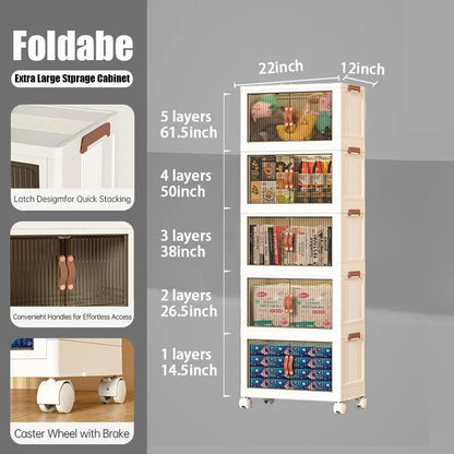 ONAIL Large Foldable Storage Containers with Lid, Magnetic Doors & Swivel Casters