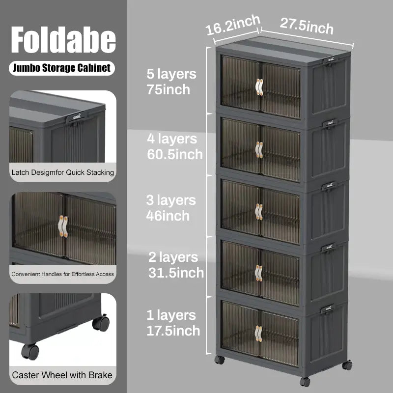 ONAIL Large Foldable Storage Containers with Lid, Magnetic Doors & Swivel Casters