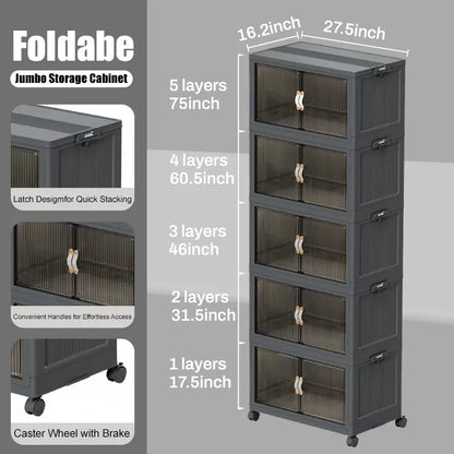 ONAIL Large Foldable Storage Containers with Lid, Magnetic Doors & Swivel Casters