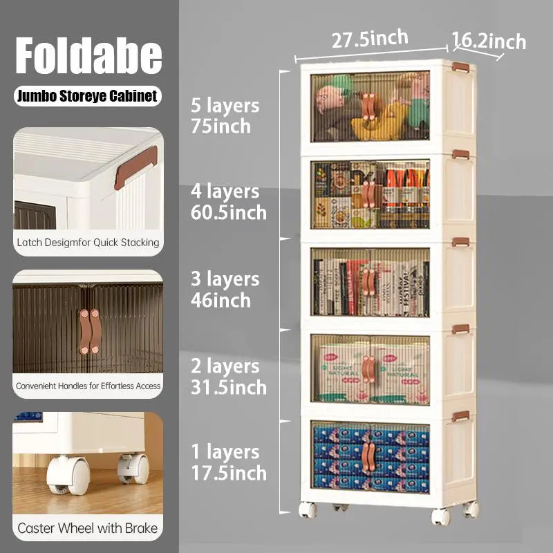 ONAIL Large Foldable Storage Containers with Lid, Magnetic Doors & Swivel Casters