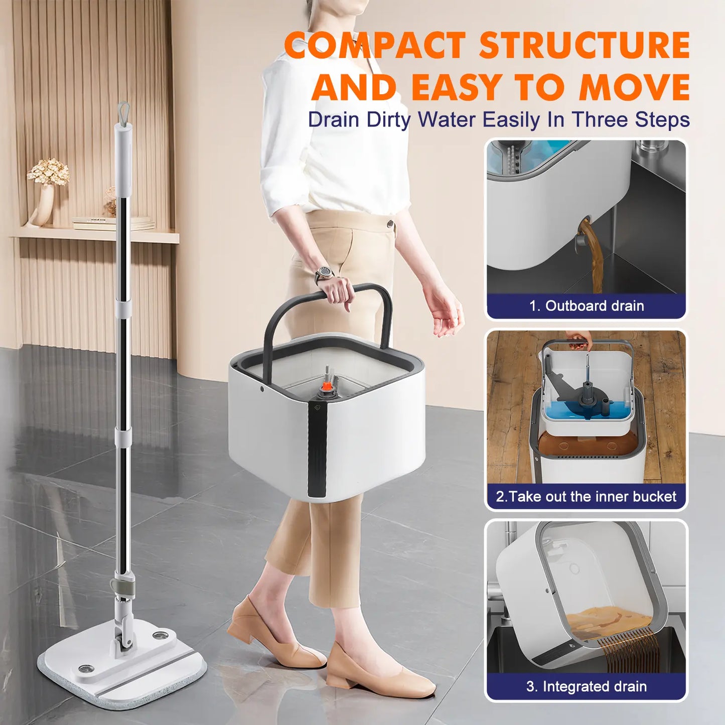 Self-Standing Spin Mop & Bucket Set
