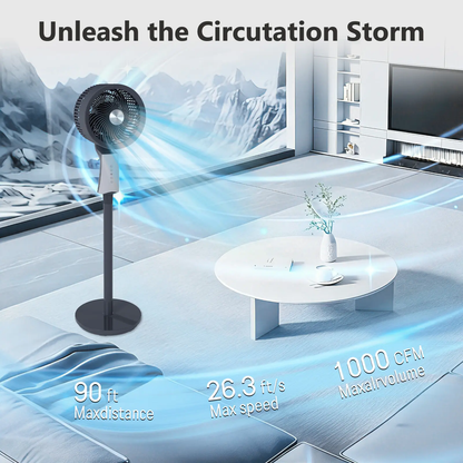 Smart Oscillating Fan — 120° Wide Cooling, 12 Speeds, Ultra-Quiet & Smart Air Circulation