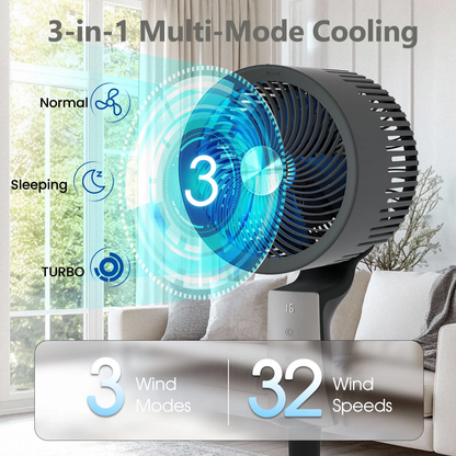 Smart Oscillating Fan — 120° Wide Cooling, 12 Speeds, Ultra-Quiet & Smart Air Circulation