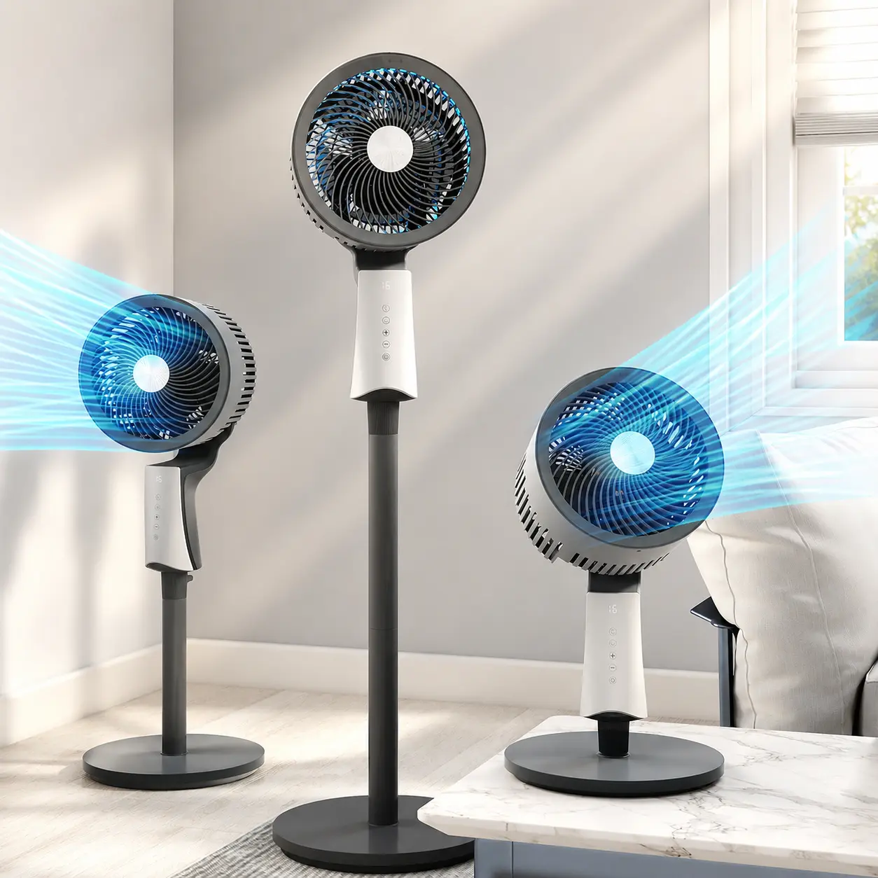 Smart Oscillating Fan — 120° Wide Cooling, 12 Speeds, Ultra-Quiet & Smart Air Circulation