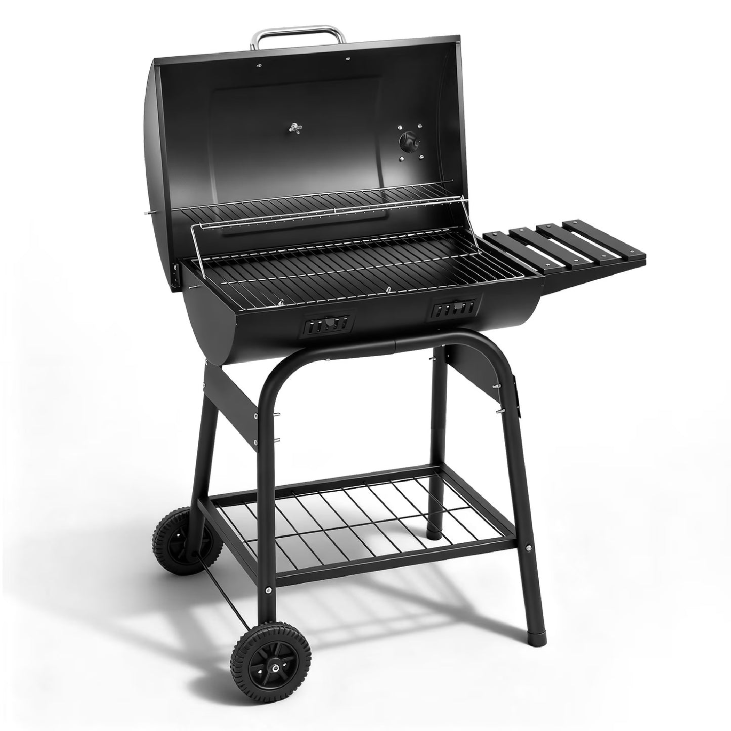 [Summervibes] Portable Charcoal BBQ Grill with Side Shelf, Thermometer & Wheels