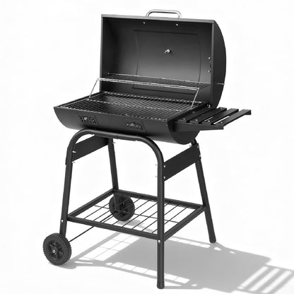 [Summervibes] Portable Charcoal BBQ Grill with Side Shelf, Thermometer & Wheels