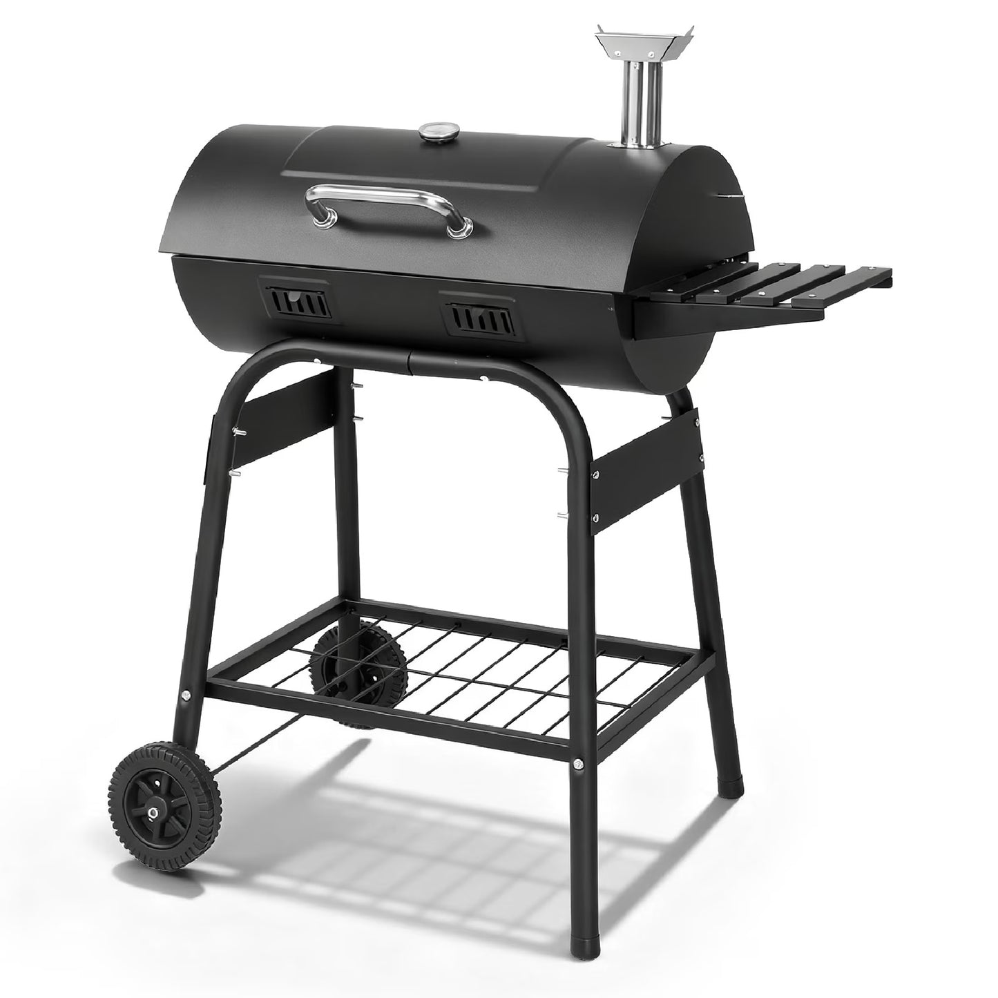 [Summervibes] Portable Charcoal BBQ Grill with Side Shelf, Thermometer & Wheels