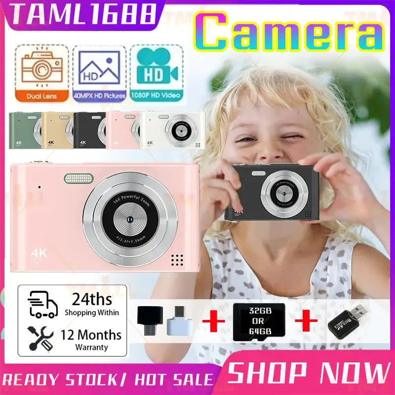5Color 1080P Digital Camera Video Camcorder 48MP Photo 16X Zoom Antishake HD digital retro camera