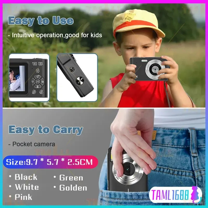 5Color 1080P Digital Camera Video Camcorder 48MP Photo 16X Zoom Antishake HD digital retro camera